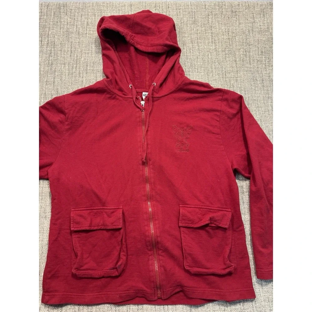 Red Rainforest Cafe Full Zip Hoodie XL Orlando Florida Two Pocket‎ Front Logo